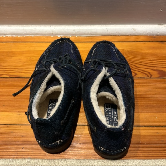 Sperry Top aside x J Crew Women’s Blue Plaid Chukka Shoes - Sherpa Lined - Picture 6 of 6